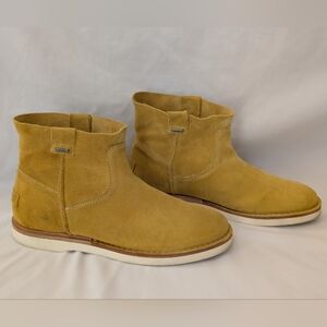SHABBIES Amsterdam Yellow Suede Leather Booties Made in Portugal EUR Size 37